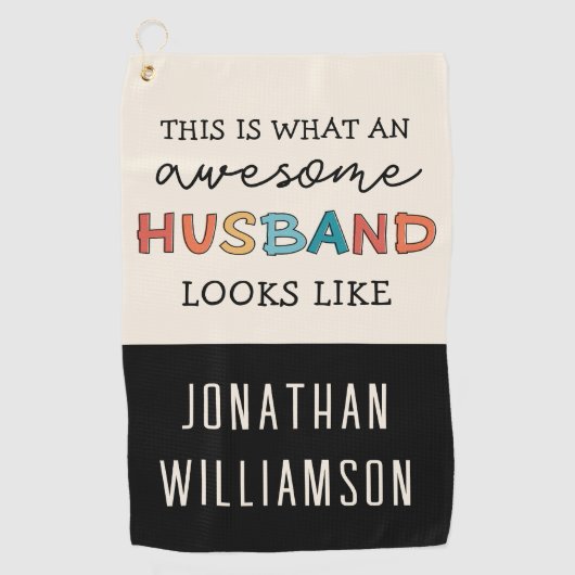 Persoonlijke Funny Geweldige Husband Gifts Golfhanddoek (Voorkant)