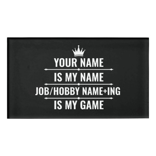 Persoonlijke Funny Job en Hobby Name Naambadge (Voorkant)
