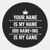 Persoonlijke Funny Job en Hobby Name Ronde Sticker (Voorkant)