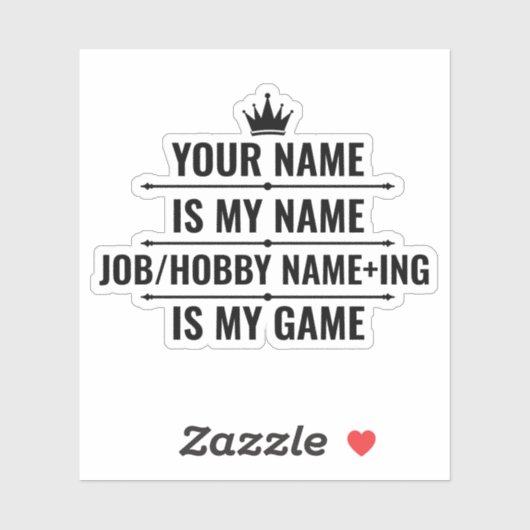 Persoonlijke Funny Job en Hobby Name Sticker (Vel)