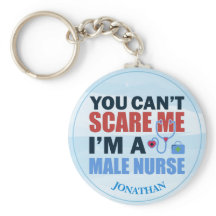 Persoonlijke Funny Male Nurse Blue Sleutelhanger