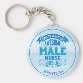 Persoonlijke Funny Male Nurse Blue Sleutelhanger