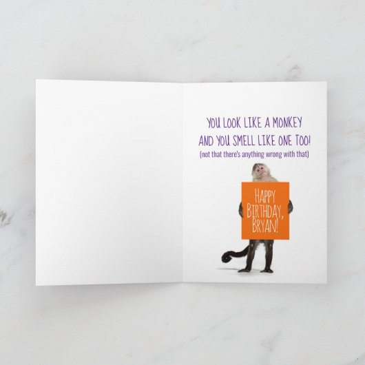 Persoonlijke Funny Monkey Singing Birthday Kaart (Binnen)