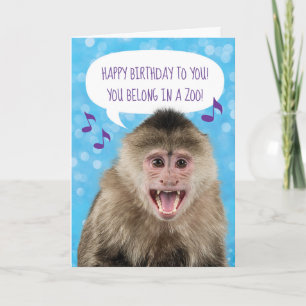 Persoonlijke Funny Monkey Singing Birthday Kaart