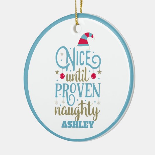 Persoonlijke Funny Naughty of Nice Kerstmis Keramisch Ornament (Links)