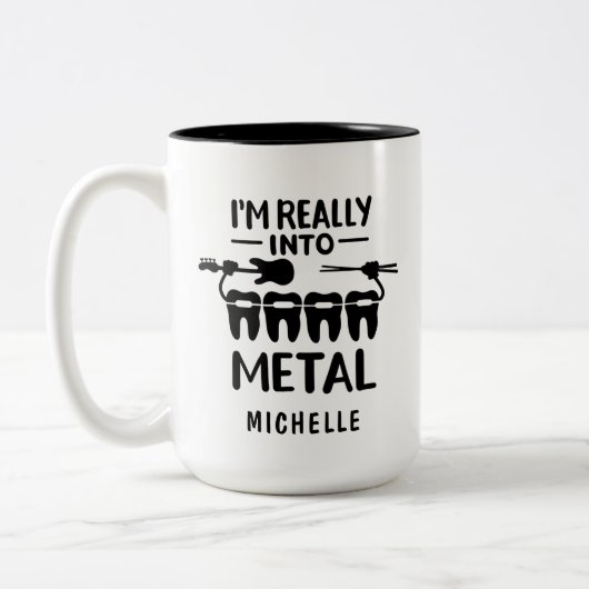 Persoonlijke Funny Orthodontist Name Tweekleurige Koffiemok (Links)