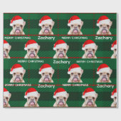 Persoonlijke Funny Pug Name Merry Kerstry Cadeaupapier (Vlak)