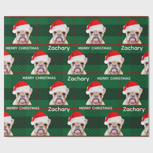 Persoonlijke Funny Pug Name Merry Kerstry Cadeaupapier (Vlak)