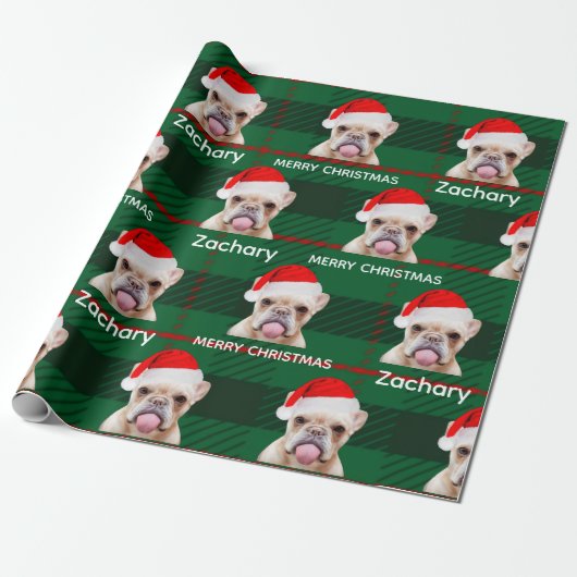 Persoonlijke Funny Pug Name Merry Kerstry Cadeaupapier (Uitgerold)