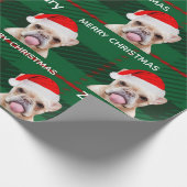 Persoonlijke Funny Pug Name Merry Kerstry Cadeaupapier (Hoek)