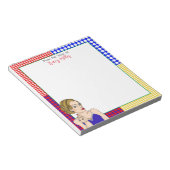 Persoonlijke Funny Retro Lady die de vogel viert Notitieblok (Schuin)