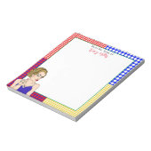 Persoonlijke Funny Retro Lady die de vogel viert Notitieblok (Linkerzijde)