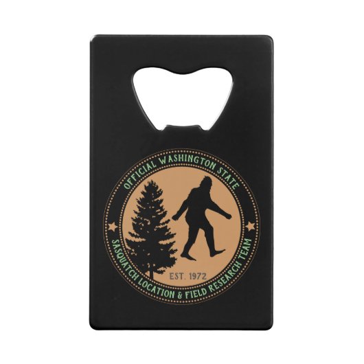 Persoonlijke Funny Sasquatch Locatie en Onderzoek Creditkaart Flessenopener (Voorkant)