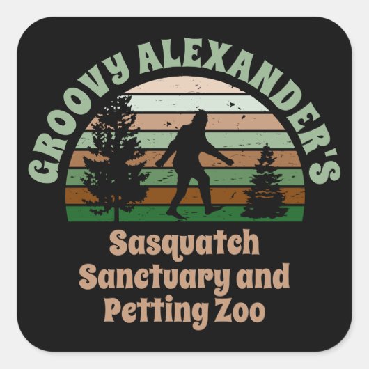 Persoonlijke Funny Sasquatch Sanctuary Square Stic Vierkante Sticker (Voorkant)