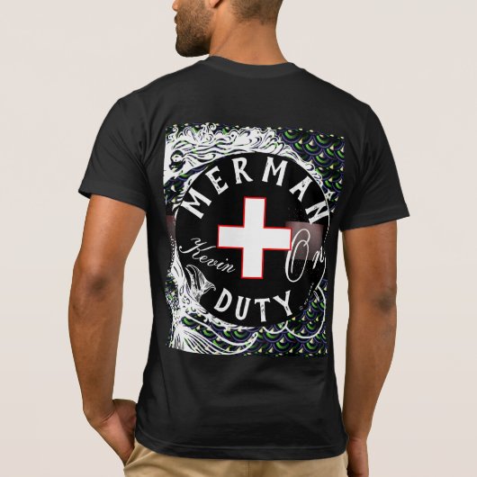 Persoonlijke Funny Single Merman op dienst als vri T-shirt (Achterkant)