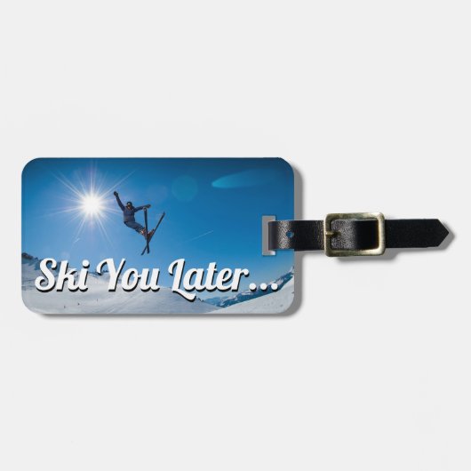 Persoonlijke Funny Skiing | Reis Bagagelabel (Voorkant horizontaal)