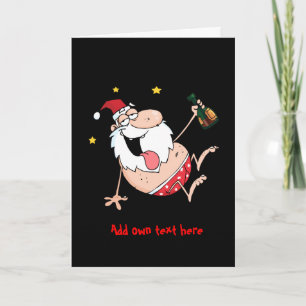 Persoonlijke Funny Xmas cartoon drink Kerstman Feestdagen Kaart