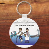 Persoonlijke fysieke therapie - Vrouw Cartoon Sleutelhanger (Voorkant)