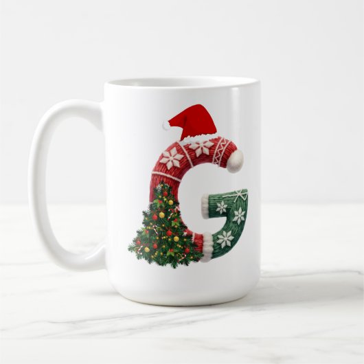 Persoonlijke "G" Kerstbrief Koffiemok (Links)