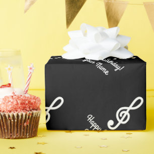 Persoonlijke G-sleutel Diskant muzieknoot Verjaard Cadeaupapier