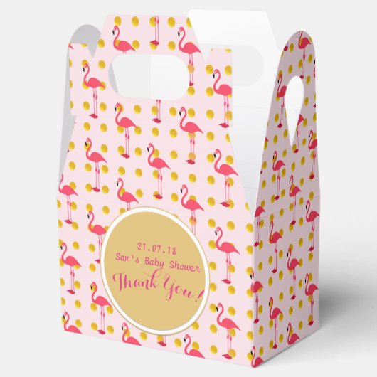 Persoonlijke Gable Boxes Roze Gouden Flamingo Bedankdoosjes (Geopend)