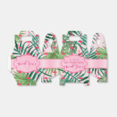 Persoonlijke Gable Boxes Tropisch blad Flamingo's Bedankdoosjes (Uitgevouwen)