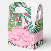 Persoonlijke Gable Boxes Tropisch blad Flamingo's Bedankdoosjes (Geopend)