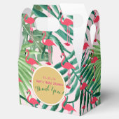 Persoonlijke Gable Boxes Tropisch blad Flamingo's Bedankdoosjes (Geopend)