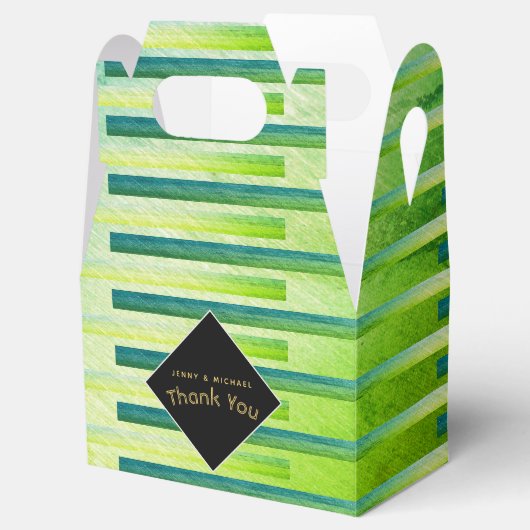 Persoonlijke Gable-dozen Ombre Groen Metaalachtig Bedankdoosjes (Geopend)