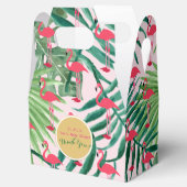 Persoonlijke Gable-dozen Tropisch blad Flamingo's Bedankdoosjes (Geopend)