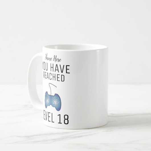Persoonlijke Gamer Mok, 18e Verjaardag Cadeau, Koffiemok (Voorkant links)
