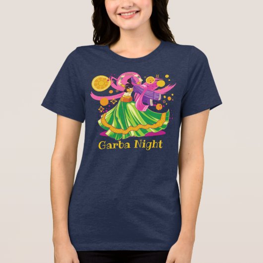 Persoonlijke Garba Nacht Danser Tri-Blend Shirt (Voorkant)