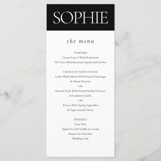 Persoonlijke gastnaam Elegant trouwmenu Menu (Voorkant)