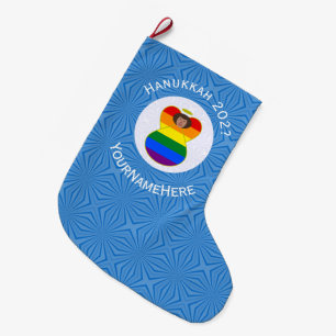 Persoonlijke Gay Pride Bruine Engel Hanukkah Vlag Grote Kerstsok