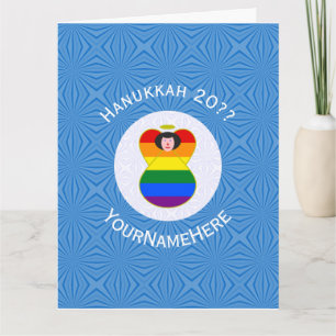 Persoonlijke Gay Pride Engel Zwart Haar Hanukkah V Kaart
