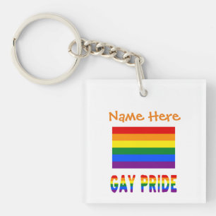 Persoonlijke Gay Pride LGBTQ Regenboogvlag Acryl Sleutelhanger