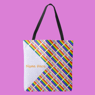 Persoonlijke Gay Pride Regenboog Tegel Schoudertas Tote Bag