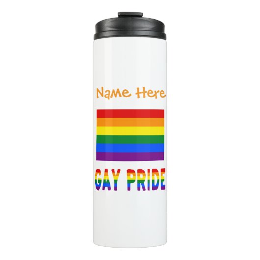 Persoonlijke Gay Pride-vlag Thermosbeker (Voorkant)