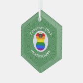 Persoonlijke Gay Pride Zwarte Engel Vlag Kerst Glas Ornament (Voorkant links)