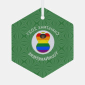 Persoonlijke Gay Pride Zwarte Engel Vlag Kerst Glas Ornament (Achterkant)