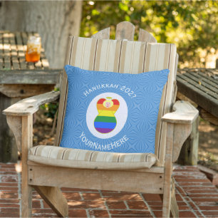 Persoonlijke Gay Prijs Blonde Engel Hanukkah Vlag Buitenkussen
