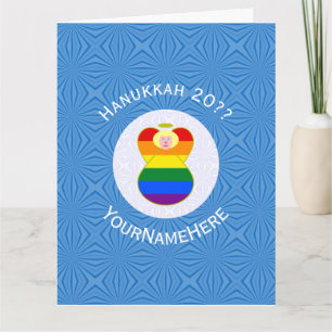 Persoonlijke Gay Prijs Blonde Engel Hanukkah Vlag Kaart