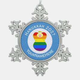 Persoonlijke Gay Prijs Blonde Engel Hanukkah Vlag Tin Sneeuwvlok Ornament