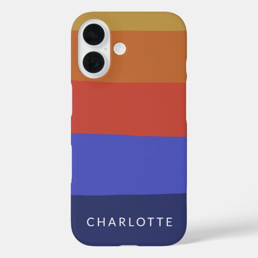 Persoonlijke Gebold Streepjes Warm Rood Blauw Naam Case-Mate iPhone Case (Achterkant)