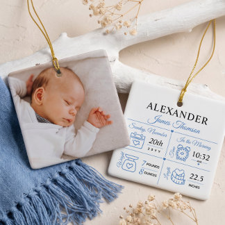 Persoonlijke Geboorte Statistieken Foto Naam Baby Keramisch Ornament