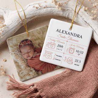 Persoonlijke Geboorte Statistieken Foto Naam Baby Keramisch Ornament