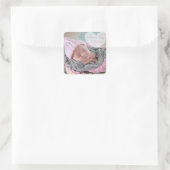 Persoonlijke geboorteaankondiging Baby Fotosticker Vierkante Sticker (Tas)