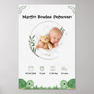 Persoonlijke geboorteaankondiging voor baby's  poster