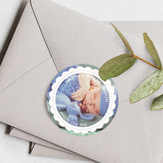 Persoonlijke Geboorteaankondigingsfoto Ronde Sticker