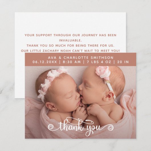     Persoonlijke Geboorteaankondigingskaart Bedank (Voorkant / Achterkant)